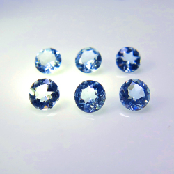 天然石ルース（裸石）アクアマリン（ブラジル/サンタマリア・デ・イタビラ鉱山/非加熱）ラウンド【2.5mm】ファセットカット（4個）