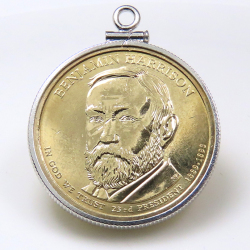 アメリカ大統領1ドル貨 ベンジャミン・ハリソン Benjamin Harrison 第23代・コインペンダント・バチカン付 SV925 シルバー