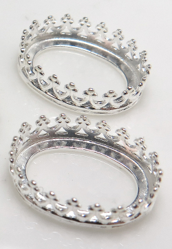 石枠 空枠 ベゼル オーバル 14×10mm （真鍮ブラス・シルバーカラー）（50個）