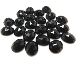 天然石ルース（裸石）・ブラックオニキス/ローズカット（オーバル）【12×10mm】（10個）