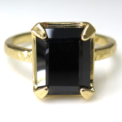 ブラックスピネル リング 指輪 天然石  オクタゴン レクタングル 縦 10×8mm 真鍮ブラス ゴールドカラー