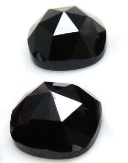 ブラックオニキス ルース 天然石 スクエア クッション ローズカット カボション【10mm】3個