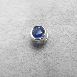 ブルーサファイア ベゼル チャーム 天然石＜9月誕生石＞ラウンド3mm シルバー SV925（1個）
