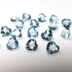ブルートパーズ（スカイブルー）天然石ルース（ブラジル）ハート【5mm】ファセットカット（10個）