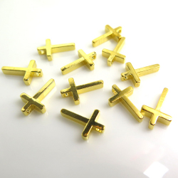 クロスチャーム アクセサリーパーツ（真鍮ブラス・ゴールドカラー）13mm×8mm （50個）
