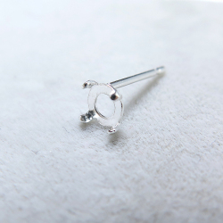 SV925シルバーパーツ/ピアス空枠・カボションポストピアス（ラウンド4mm）（10ペア）