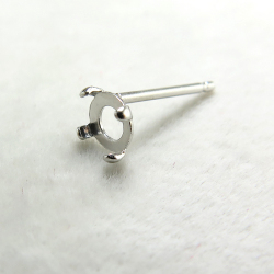 ピアス空枠・4本爪カボションピアス（4mm）「14kgf（ホワイトゴールドフィルド）」（25ペア/50個）