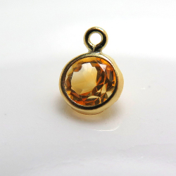14kgfチャーム（カン付）/天然石チャームシトリン＜11月誕生石