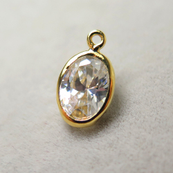 ゴールドフィルドチャーム・ベゼルセッティング/czキュービックジルコニア【オーバル】8×6mm「14kgf」（5個）