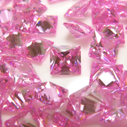 キュービックジルコニアcz【AAA】・ルース（裸石）【ピンク】/スクエア【4×4mm】ファセットカット（25個）