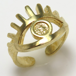 目の指輪 アイ eye リング ブラスリング 空枠 石枠 ラウンド4mm （真鍮ブラス・ゴールドカラー）10個