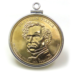 アメリカ大統領1ドル貨 フランクリン・ピアース Franklin Pierce 第14代・コインペンダント・バチカン付 SV925 シルバー