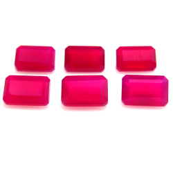 カルセドニー マゼンダ/ラシャスレッド（染）天然石ルース レクタングル・オクタゴン【6×4mm】ファセットカット（10個）