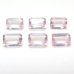 ローズクォーツ天然石ルース レクタングル・オクタゴン【6×4mm】ファセットカット（25個）