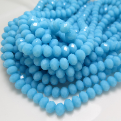 ガラスビーズ/ラウンデル（6×4mm）ターコイズ35cm（25本）