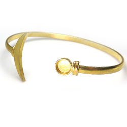 バングル ムーン月（ベゼルセッティング/カボション用）ラウンド・6mm（真鍮ブラス・ゴールドカラー）1個