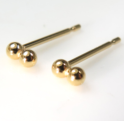 14kgf 丸玉ピアス 2ボール【2mm】ゴールドフィルド（3ペア）