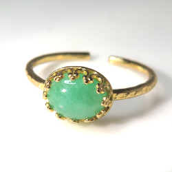 天然石指輪 ミルキーグリーンエメラルド ハンマードリング（カボション