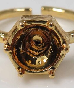 ヘキサゴン 指輪 石枠 リング 空枠 6本爪 8mm（真鍮ブラス・ゴールドカラー）50個