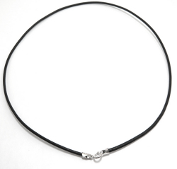 レザーネックレス45cm（引輪）【ブラック・2mm】（10本）