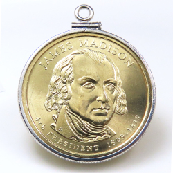 アメリカ大統領1ドル貨 ジェームズ・マディソン James Madison, Jr. 第4代・コインペンダント・バチカン付 SV925 シルバー
