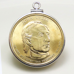 アメリカ大統領1ドル貨 ジョン・タイラー John Tyler 第10代・コインペンダント・バチカン付 SV925 シルバー