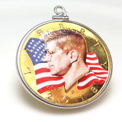 ケネディコイン ペンダント JFK 24金ゴールドプレーテッド