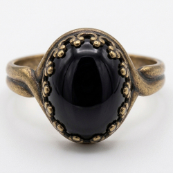 ブラックオニキスリング 指輪 アンティークゴールド  金古美 天然石（カボションオーバル・10×8mm）真鍮ブラス（1個）
