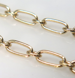 ロング＆ショート チェーン 14KGF ゴールドフィルド・（3.4mm×1.6mm）10センチ