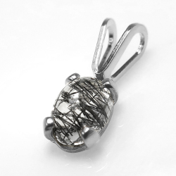 ルチルクオーツ ブラック 天然石 シルバー SV925 カボション オーバル 6×4mm