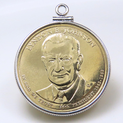 アメリカ大統領1ドル貨 リンドン・ジョンソン Lyndon Baines Johnson 第36代・コインペンダント・バチカン付 SV925 シルバー