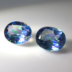 天然石ルース（裸石）ミスティックトパーズ（ブルー）(ブラジル産)オーバル【10×8mm】ファセットカット（1個）