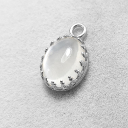 ムーンストーン ペンダント チャーム＜6月誕生石＞ベゼルセッティング/カボション（オーバル・10×8mm）（真鍮ブラス・シルバーカラー）（1個）