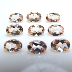 天然石ルース（裸石）・モルガナイト（ピンクベリル）（ブラジル産/加熱）オーバルファセットカット【6×4mm】（10個）