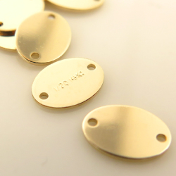 板カン/タグ 14kgfパーツ 刻印 ゴールドフィルド（7.3×5.5mm） 2ホール （25個）