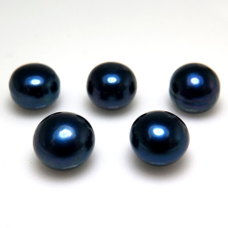 淡水パール真珠（ブラック～ダークブルー系）/片穴（ボタン9.5～10mm）（50個）