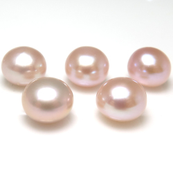 淡水パール真珠（ピンク～ペールパープル系）/片穴パール（ボタン9.5～10mm）（100個）