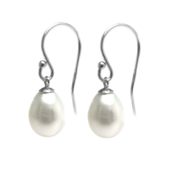 淡水真珠 パールピアス（フレンチフックピアス・ボールエンド）エッグ（ライス）（ホワイト系）7～8mm シルバーSV925（1ペア）