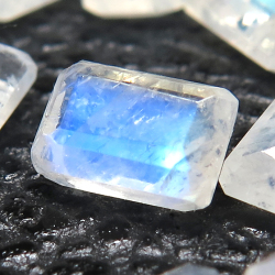 レインボームーンストーン 天然石ルース レクタングル ファセットカット【8×6mm】（5個）