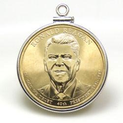 アメリカ大統領1ドル貨 ロナルド・レーガン Ronald Reagan 第40代・コインペンダント・バチカン付 SV925 シルバー