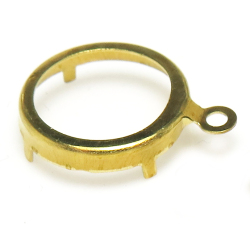石枠 ラウンド 12mm 空枠（真鍮ブラス・ゴールドカラー）50個