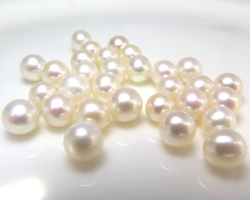 淡水パール真珠（ホワイト系）/穴無パール（ラウンド～セミラウンド5.5～6mm）（5個）