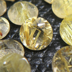 ゴールデンルチルクオーツ ルース 天然石 ラウンド ファセットカット 6mm （25個）