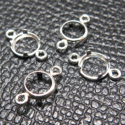 石枠 空枠 コネクター シルバー925 金具 パーツ ラウンド 6mm （4個）