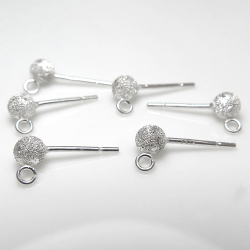 丸玉カン付きピアス ボール 4mm スターダスト シルバーパーツ（sv925） 3ペア