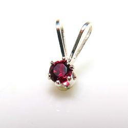 シルバーペンダントトップ 天然石スピネル（レッド/ビルマ・モーゴー産）（ラウンド3mm）SV925（1個）