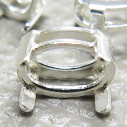 石座　シルバー 925 石枠 空枠 金具 パーツ オーバル 6×4mm 4本爪（50個）