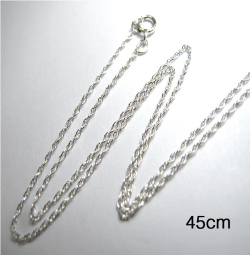 シルバー925/チェーンネックレス45cm【ロープチェーン・幅1.1mm】（10本）