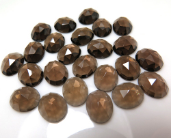 天然石ルース（裸石）スモーキークオーツ/ローズカット（オーバル）【8×6mm】（10個）