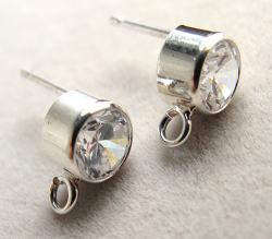 SV925ポストピアス（カン付）【5mm/キュービックジルコニア】 （1ペア/2個）